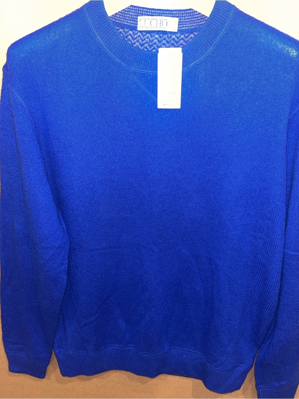 NWT Mens LUCHO 100% Cashmere Sweater Sz Medium Blue Color Crewneck $895 New TX